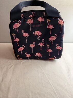 Vera Bradley Navy with Pink Flamingo Cosmetic Tote